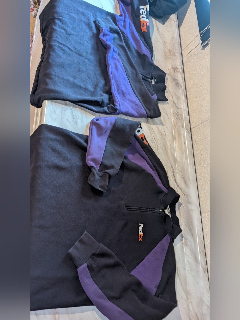TWO FedEx Black & Purple Logo Quarter-Zip Sweatshirt